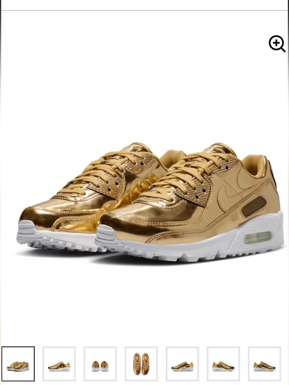 New in Box: Nike Air Max 90 Women's Metallic Gold Sneakers in Sz: US 7.5